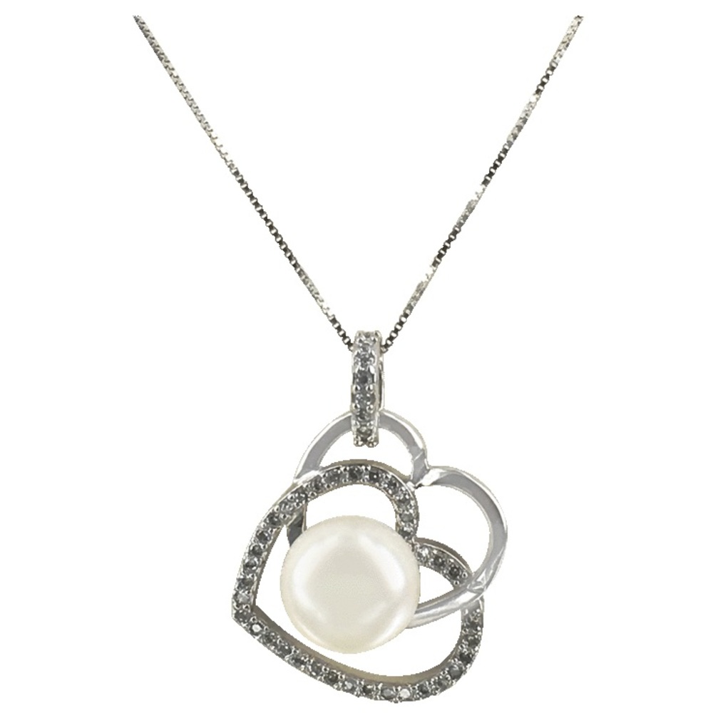 Genuine Pearl Royal Falls Diamond Encrusted Heart